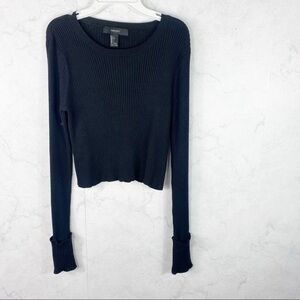 [F21] Ribbed Cropped Black Sweater